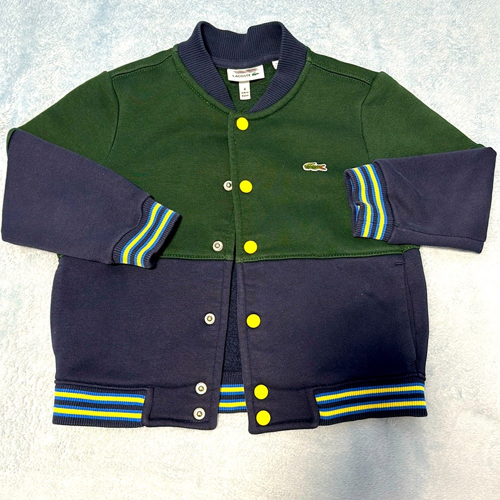 Lacoste fleece color blocked jacket in excellent condition size 4